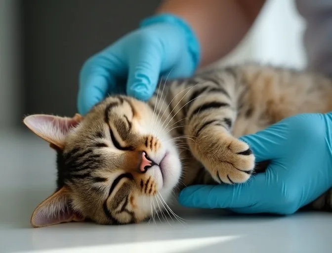 Specialist carefully handling a deceased cat with dignity in Flinders